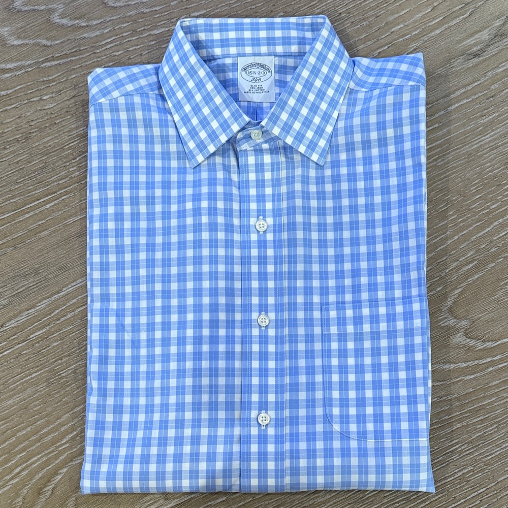 Brooks Brothers Blue and White Plaid Shirt